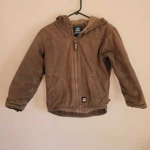 Berne Coat Quilted Lined Jacket Canvas Brown M Youth 10-12 Hooded Farm Coat